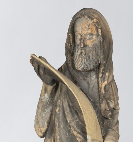 Sculpture monumentale de prophète en grès calcaire de Rouffach (fin du XIVe siècle ; Colmar, musée Unterlinden) - Photo : INP