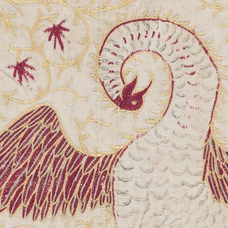 Détail d'un colcha indo-portugaise (Fin XVIe - début XVIIe siècle ; Paris, Centre des monuments nationaux) - Photo : INP