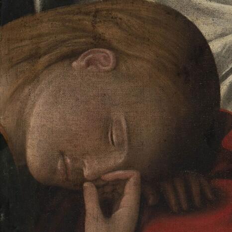 Détail d'une peinture représentant la Déploration du Christ, copie ancienne sur toile d’après un original de Bramantino (milieu du XVIe siècle ; Lille, Palais des Beaux-Arts) - Photo : INP