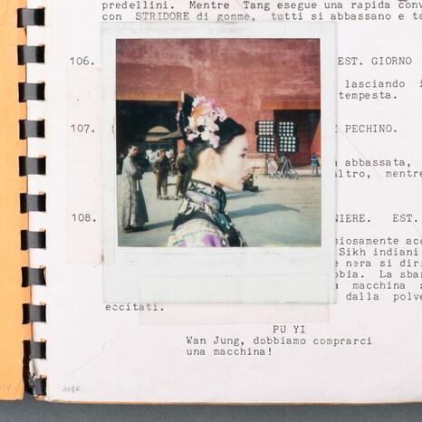Détail du scénario de tournage du film Le Dernier Empereur (Suzanne Durrenberger, 1986 ; Paris, La Cinémathèque française) - Photo : INP