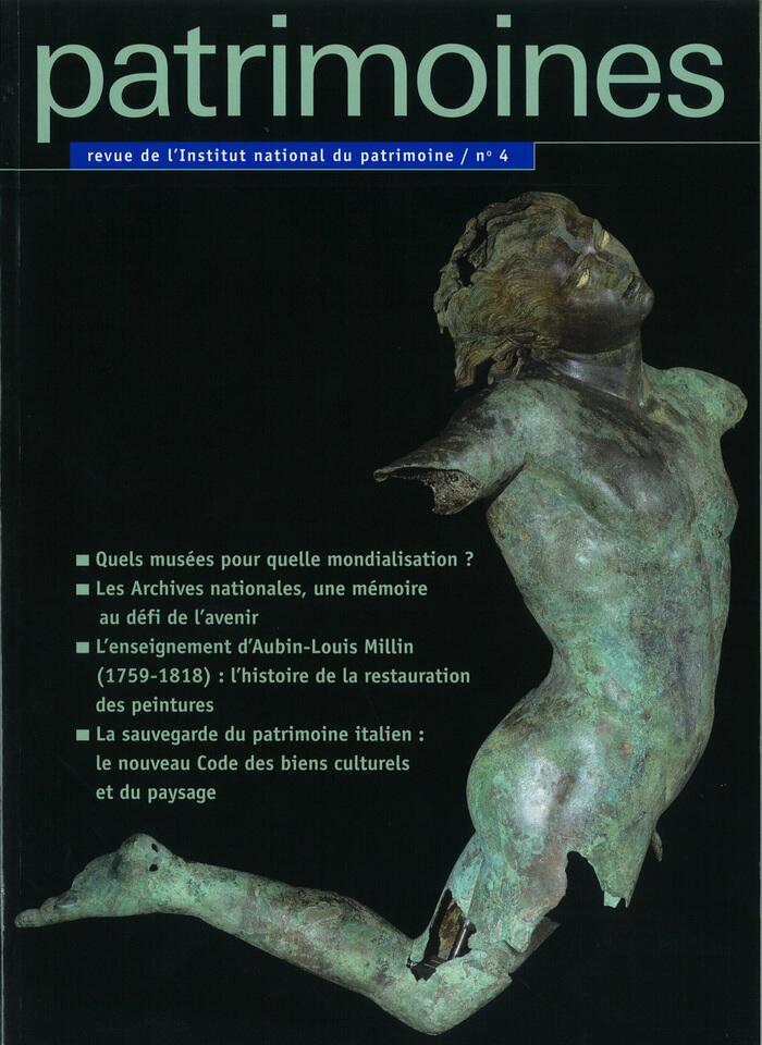 Couverture de Patrimoines, la revue de l'Institut national du patrimoine N°4