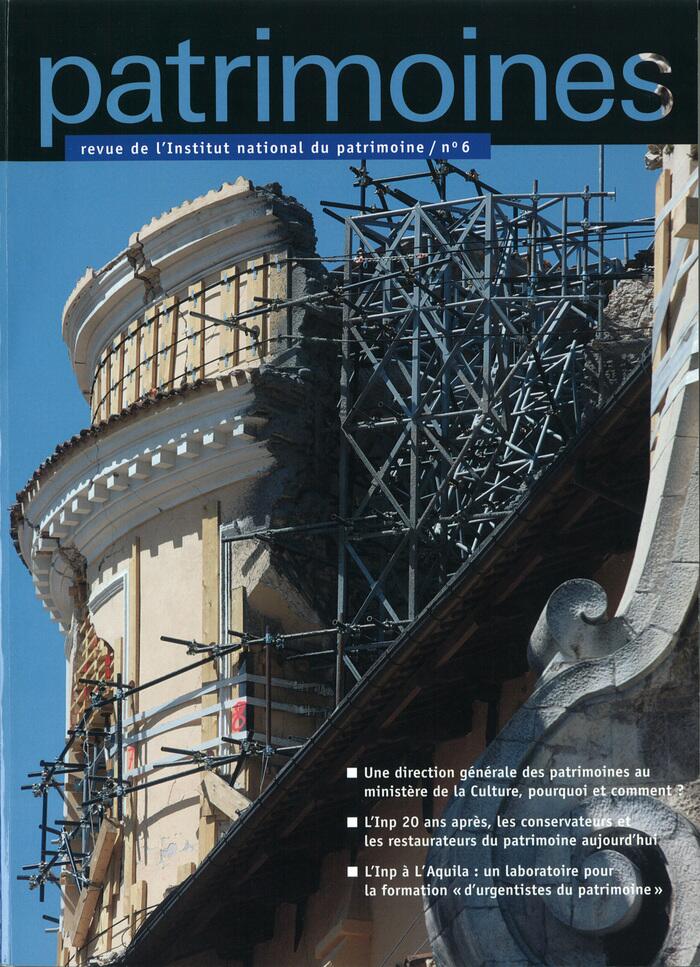 Couverture de Patrimoines, la revue de l'Institut national du patrimoine N°6