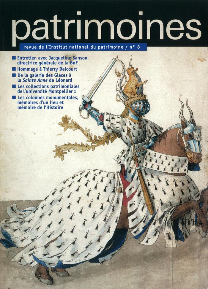 Couverture de Patrimoines, la revue de l'Institut national du patrimoine N°8